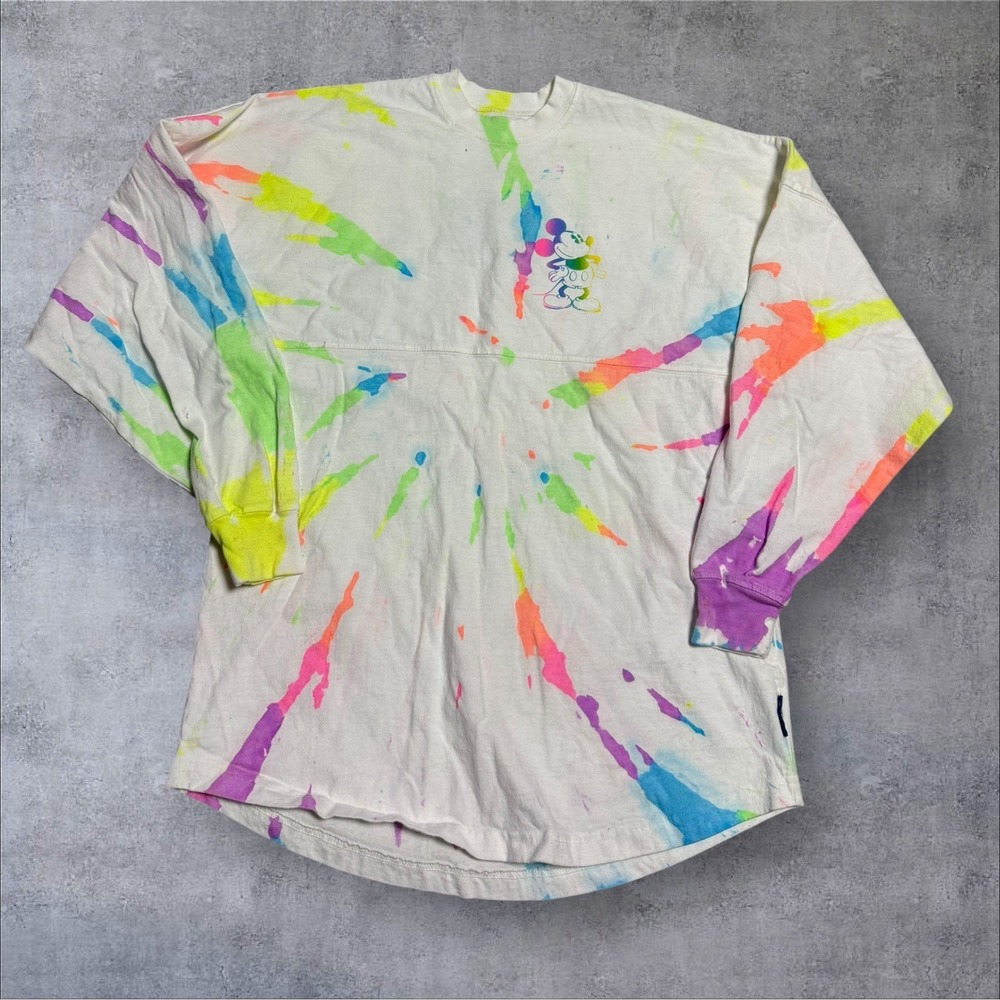 Disney Walt Disney World Spirit Jersey Shirt Womens S Multicolor Tie‎ Dye Neon